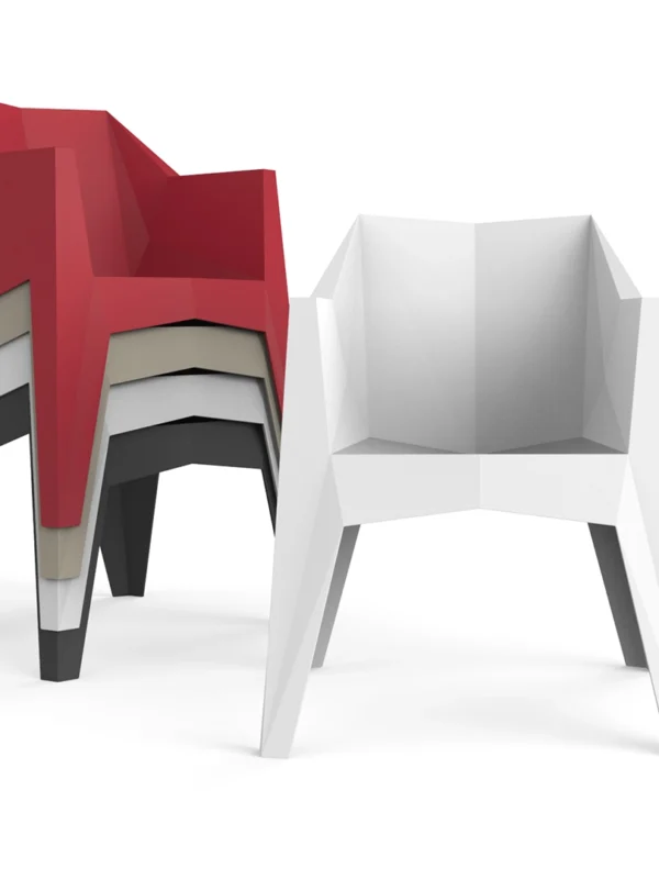 Πολυθρόνες VOXEL από πολυπροπυλένιο σε κόκκινο, γκρι και λευκό χρώμα – stackable για εξωτερικό χώρο