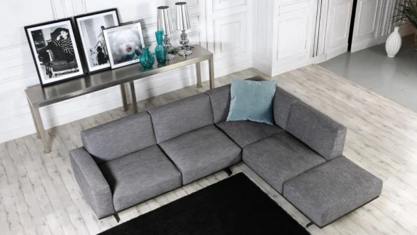 Γωνιακός καναπές με μασίφ ξύλινη βάση και αφαιρούμενα μαξιλάρια life