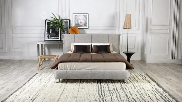 ΚΈπιπλο υπνοδωματίου Nubia με χαμηλό προφίλ και ξύλινη βάση σε γήινες αποχρώσεις