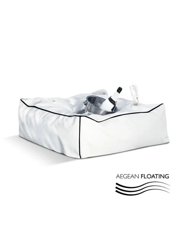 Λευκή σαμπανιέρα Aegean Floating Como πουφ για επιπλέουσα χρήση στην πισίνα