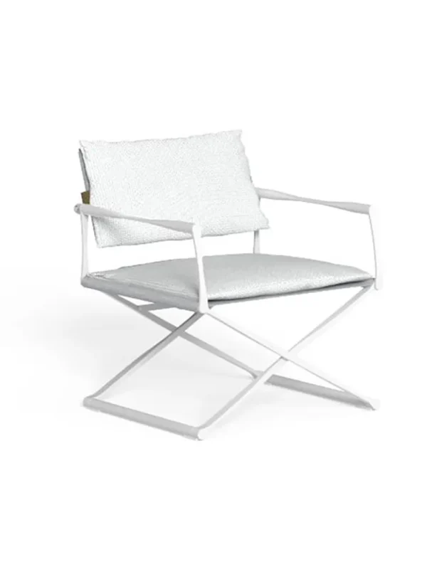 Πολυθρόνα Riviera εξωτερικού χώρου με λευκό σκελετό και διαχρονικό design lounge