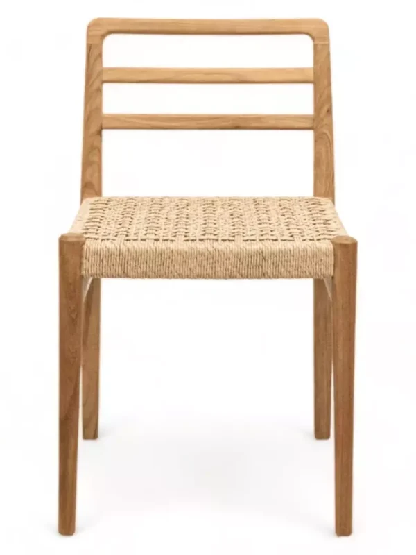 Καρέκλα Propil από φυσικό ξύλο και ψάθα, ιδανική για καλοκαιρινούς εξωτερικούς χώρους.