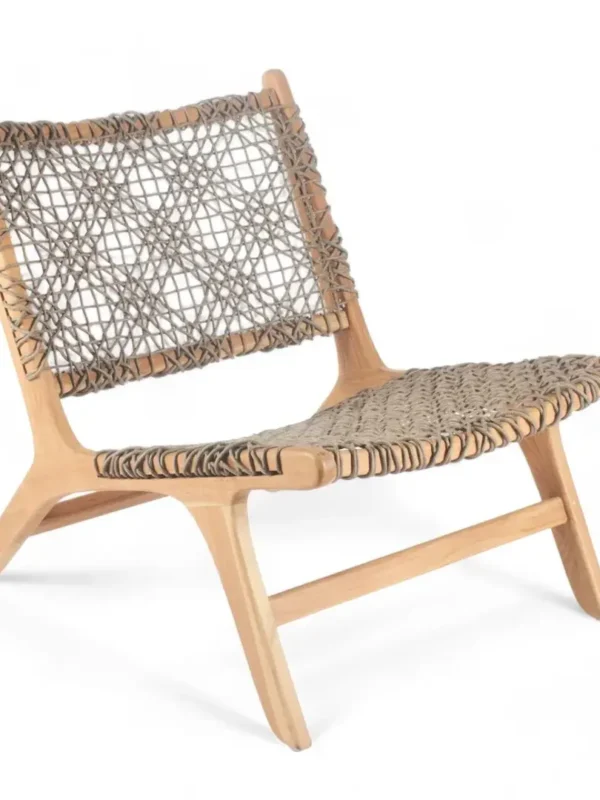 Καρέκλα εξωτερικού χώρου Lounge Teak – φυσικό ξύλο teak με πλέξη, ιδανική για χαλάρωση στον κήπο ή τη βεράντα