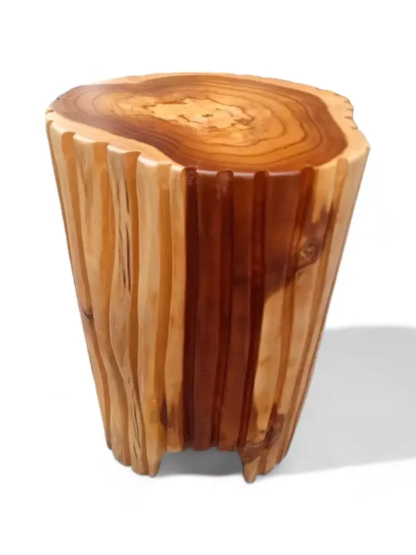 Σκαμπό Teak Carved – ξύλινο, σκαλιστό με φυσικό φινίρισμα