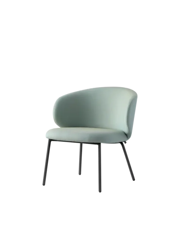 Πολυθρόνα Lounge Tuka με καμπυλωτή πλάτη και επένδυση σε γκρι-πράσινη απόχρωση