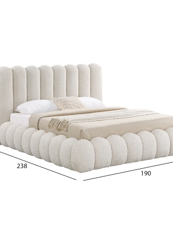 Bubble κρεβάτι με bouclé υφασμάτινη επένδυση και στρογγυλεμένο κεφαλάρι