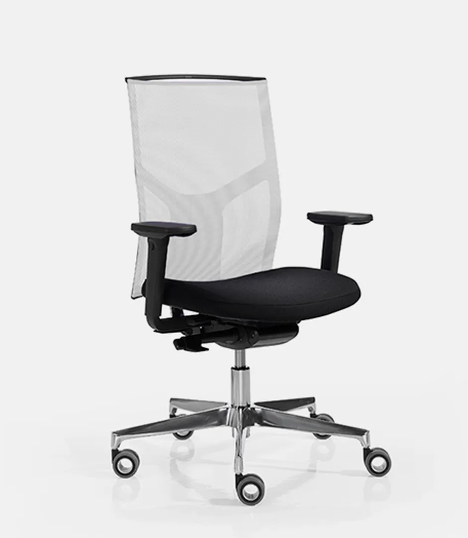 Καρέκλα Γραφείου Atika 24 Εργονομική καρέκλα γραφείου με μαύρη διάτρητη πλάτη και κόκκινο κάθισμα σε βάση με ροδάκια