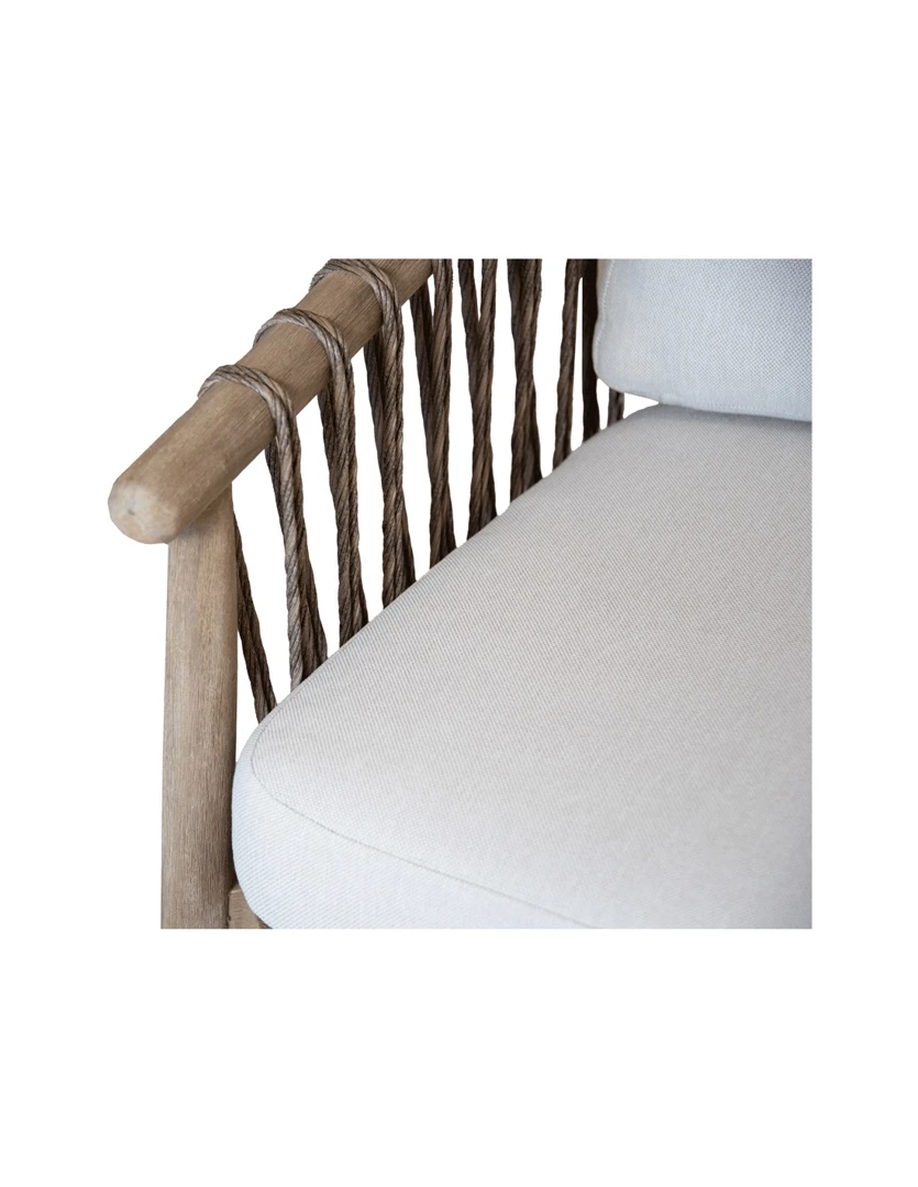 Καθιστικό Khoi Ξύλο Ακακίας Σετ 4Τμχ Σετ εξωτερικού σαλονιού από ξύλο με μπεζ μαξιλάρια και τραπεζάκι