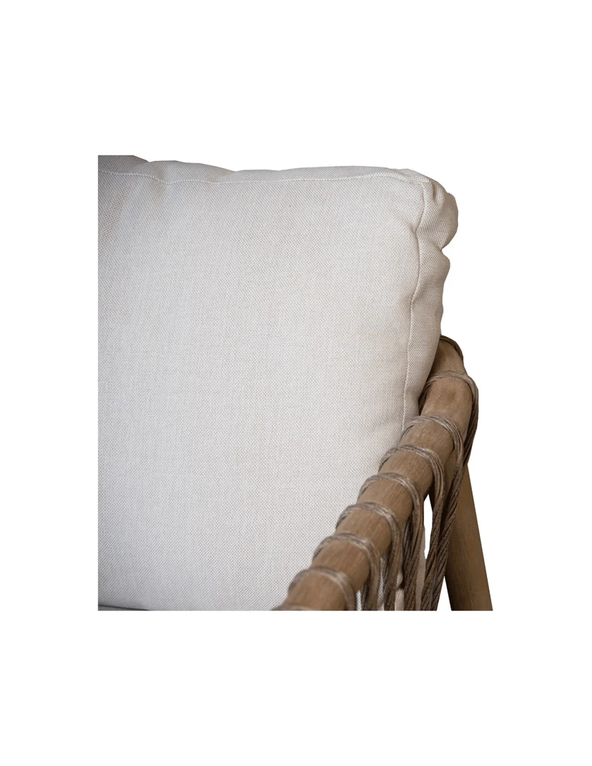 Καθιστικό Khoi Ξύλο Ακακίας Σετ 4Τμχ Σετ εξωτερικού σαλονιού από ξύλο με μπεζ μαξιλάρια και τραπεζάκι