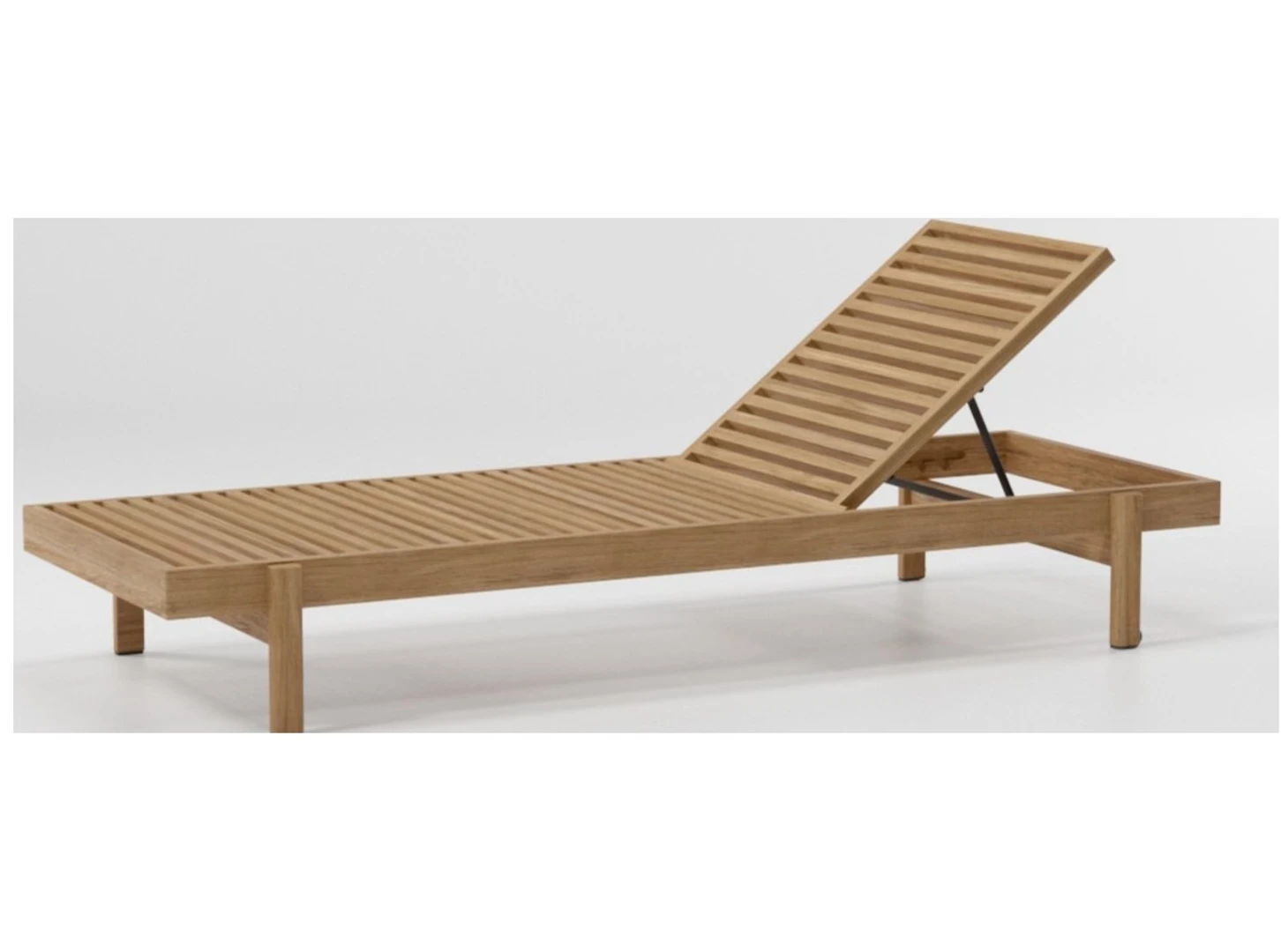 Ξαπλώστρα εξωτερικού χώρου από μασίφ ξύλο με μπεζ μαξιλάρι σε μοντέρνο σχεδιασμό